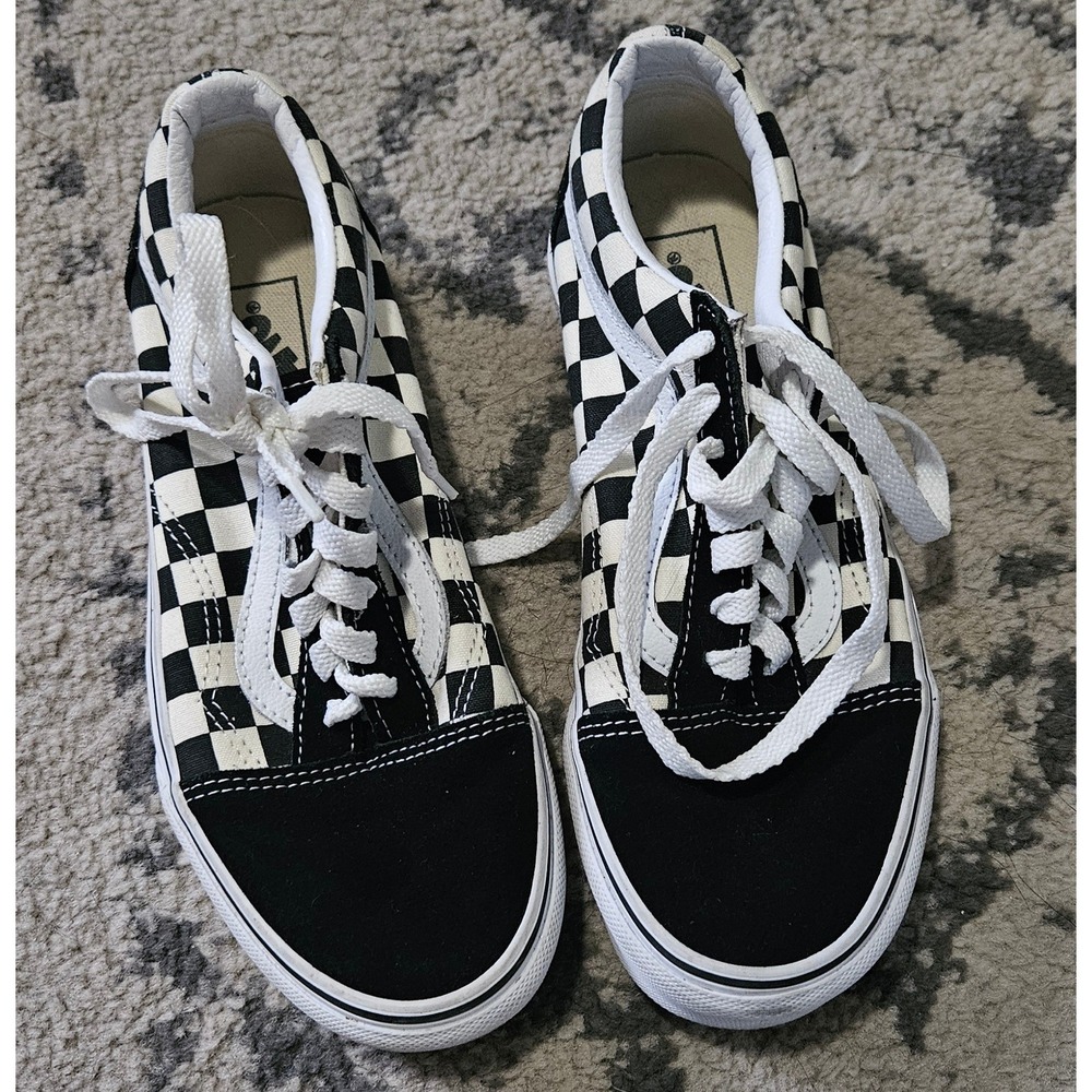 Vans Old Skool Checkerboard Black White Sneakers Mens 5.5 Womens 7 Low Top